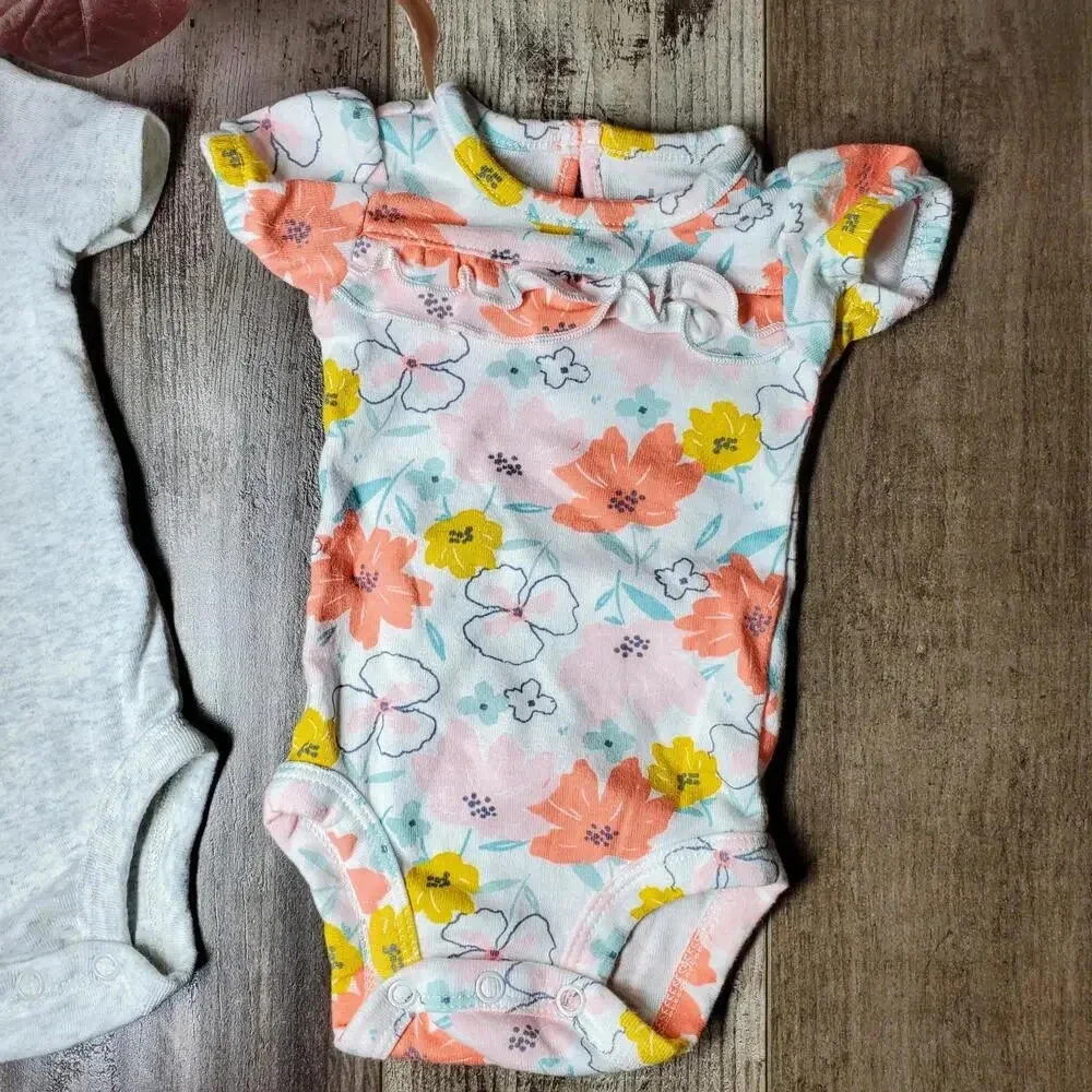 Carter's Floral Baby Girl NB Newborn Bodysuit Top Bundle